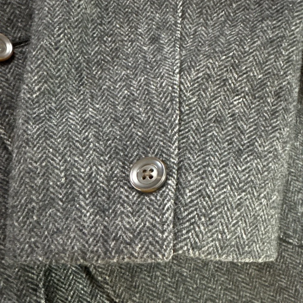 Kroon Sport Coat 42L Tweed Flannel Wool Bamboo Gray Herringbone Elbow Pad Jacket